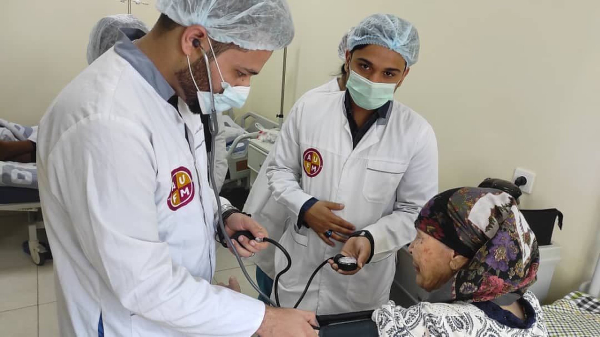 Students of the 2nd and 3rd year of the Higher School of Medicine of ADAM University undergo practical training at the Tokmok Territorial Hospital.